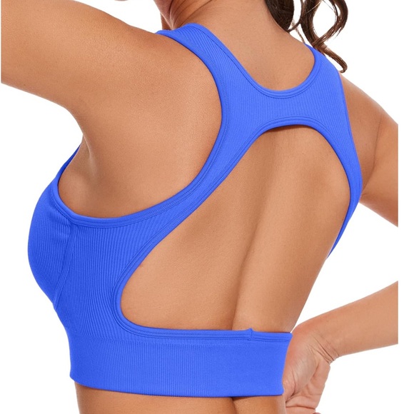 Other - Women's Blue Backless Ribbed Sports Bra